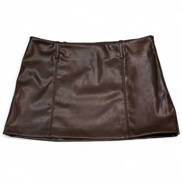 Divided Dresses & Skirts - Chocolate Brown Vegan Leather Microskirt